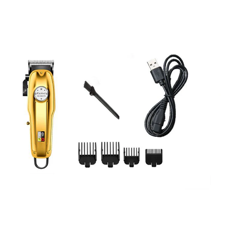

Kemei Barber Professional USB Hair Clipper Cutter Electric Cordless Hair Trimmer Hair Cutting Machine KM-1986PG metal Clipper