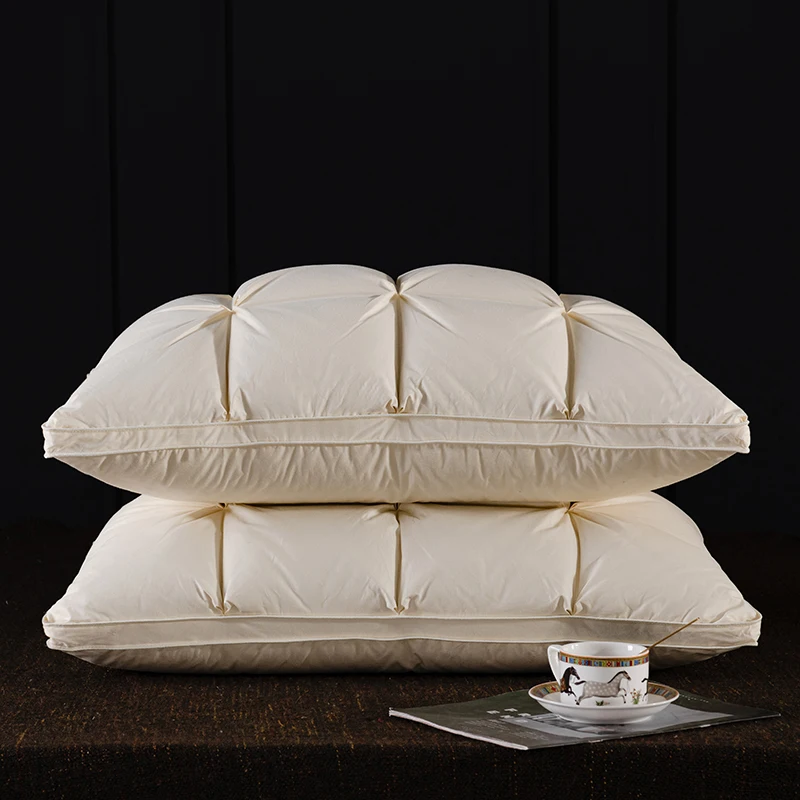 

Bread Soft Pillows White Goose Down Feather Pillows for Sleeping Neck Protection Bed Pillows with 100% Cotton Cover with Natural