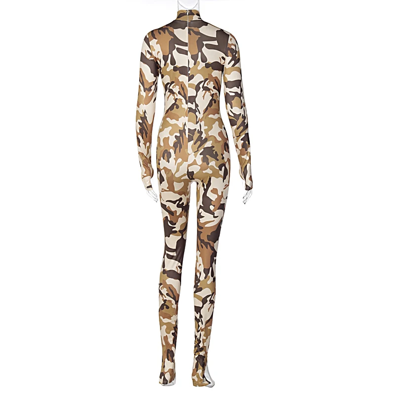

Zoctuo Long Sleeve Rompers And Jumpsuits For Women Camouflage Print Sexy Jumpsuit Fall Winter Women Fashion Streetwear Rompers