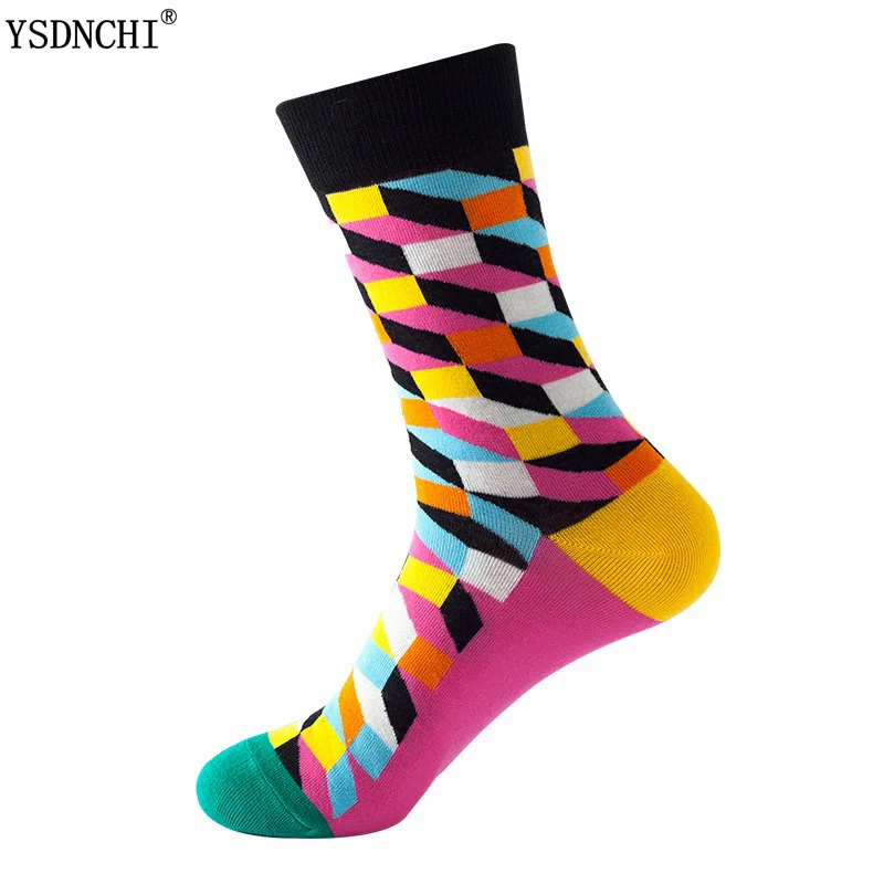 

YSDNCHI 1 Pair Spring Autumn Cartoon Women Socks Cotton Harajuku Casual Happy Socks New Arrival Design Diamond Hot Long Spring