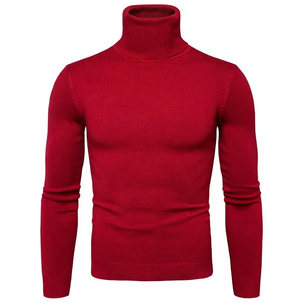 

Winter Warm Turtleneck Sweater Men Fashion Solid Knitted Mens Sweaters 2020 Casual Male Double Collar Slim Fit Pullover