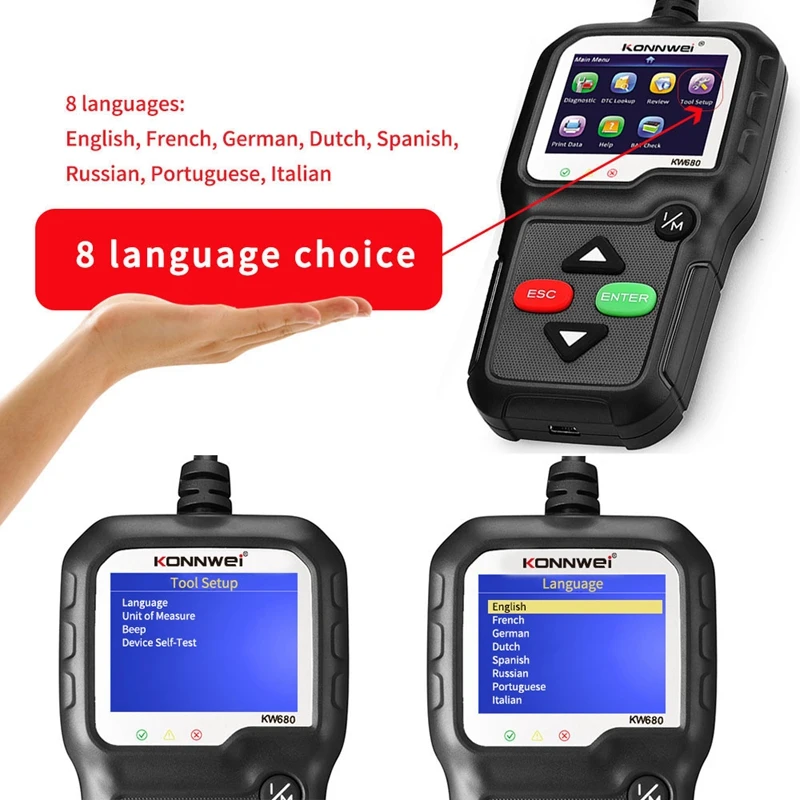 

KONNWei KW680 OBD2 Scanner OBD Car Diagnostic Auto Diagnostic Tool Read Clear Fault Error Codes OBD2 Automotive Scanner