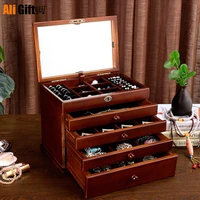 the mirror solid wood wooden box makeup storage boxes jewerly box organizer retro style large multilayer marriage holiday gift