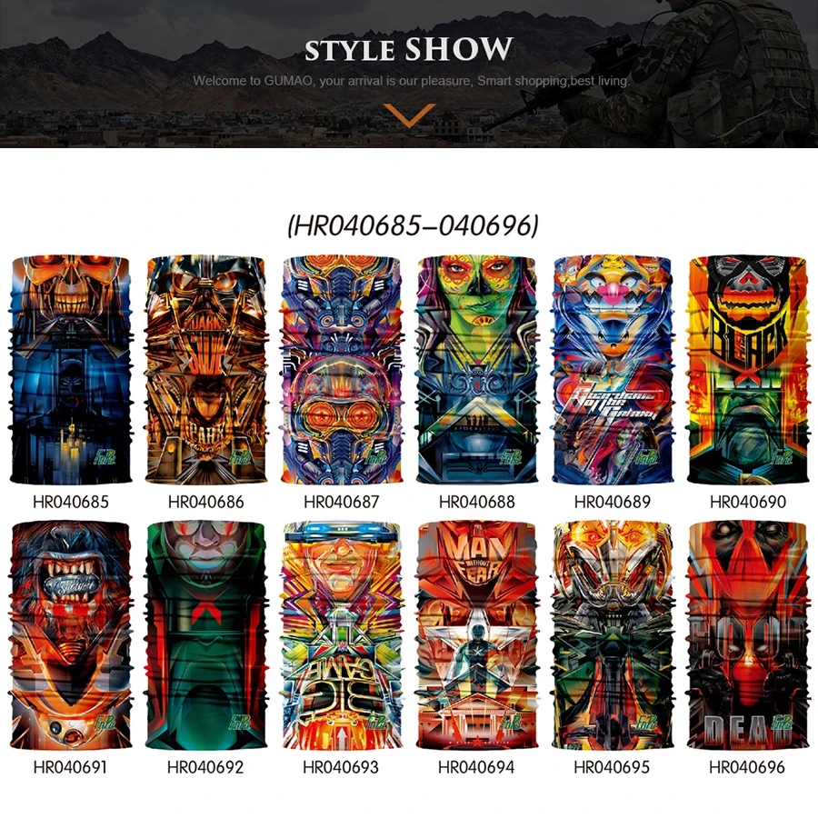 Бесшовные 3D банданы Волшебная шея гетра чехол для лица маски занятий спортом на