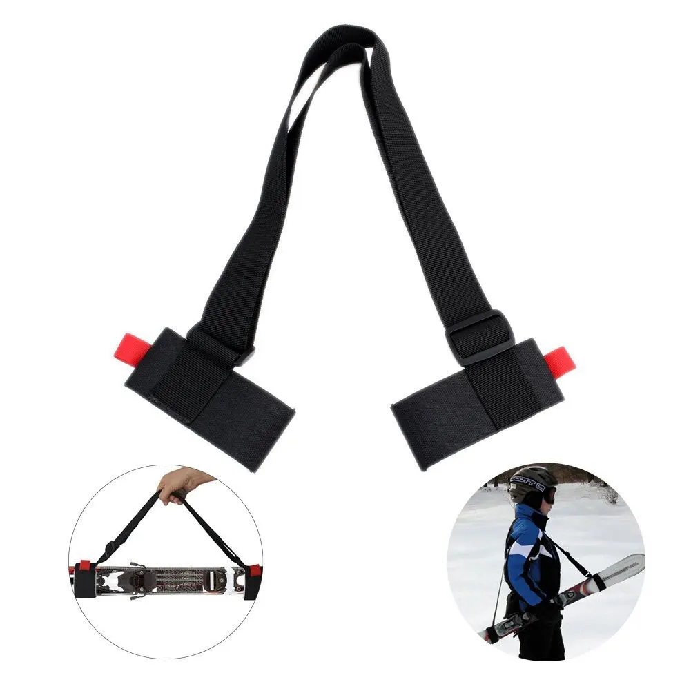 

Nylon Skiing Bags Adjustable Skiing Pole Shoulder Hand Carrier Lash Handle Straps Porter Hook Loop Protecting For Ski Snowboard