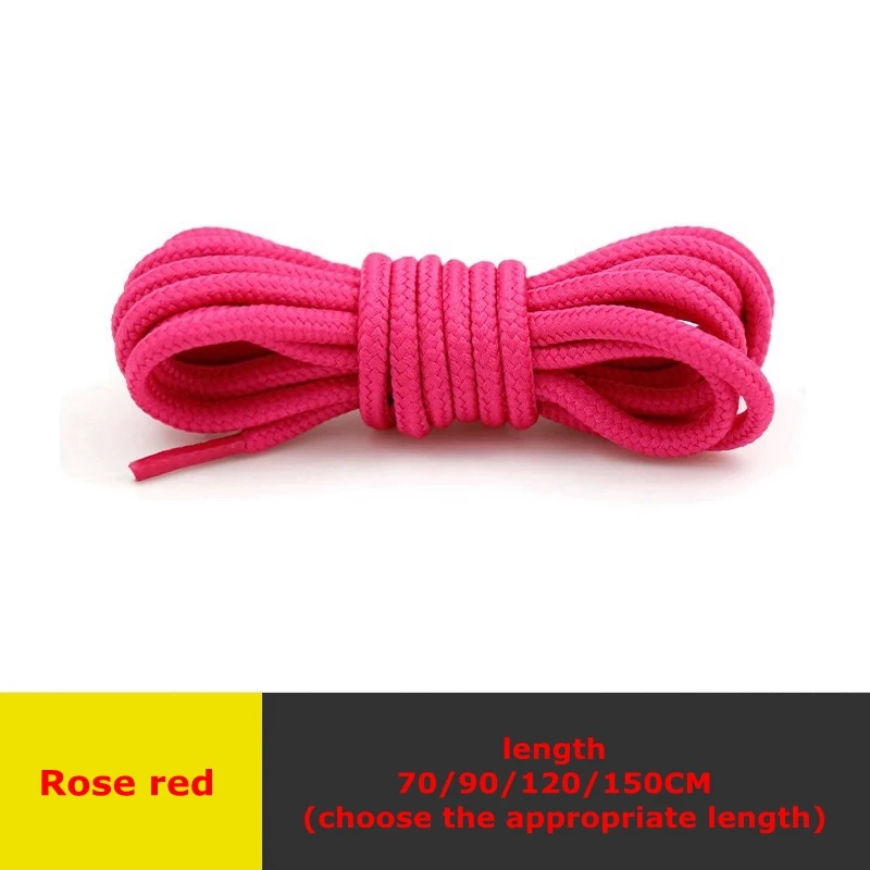 Rose red 1 пара, круглые шнурки, высокое качество, полиэстер, классические, Off white, шнурки для обуви, не выцветают, уличные, для отдыха, кроссовки, обувь, кружево, унисекс - Цвет: Rose red
