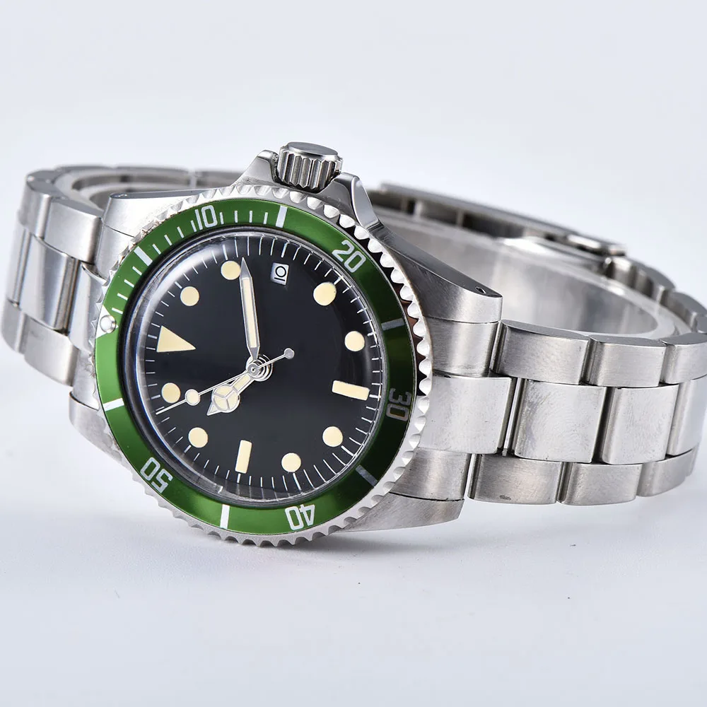 2019 40 мм автоматический стальной корпус механическое движение часы светящиеся