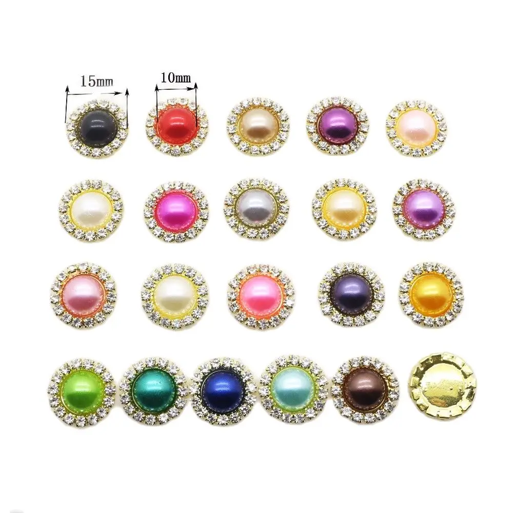 Новинка 10 шт./компл. 15 мм цветные круглые жемчужные пуговицы плоская задняя брошь