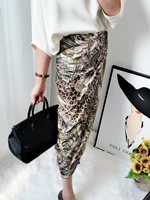 leopard print women natural mulberry silk scarf hand rolled edges 90cm foulard en soie
