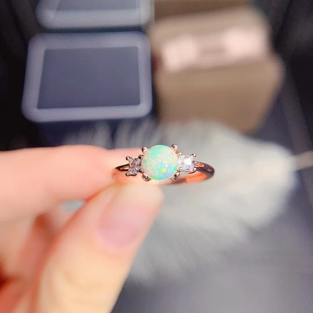 

MeiBaPJ Natural Opal Gemstone Fashion Simple Leaf Ring for Women Real 925 Sterling Silver Charm Fine Party Jewelry