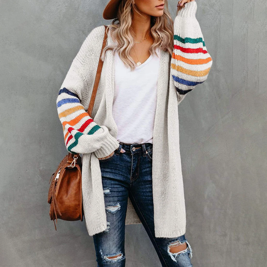 Женские Длинные кардиганы с открытой передней частью свободные вязаные свитера