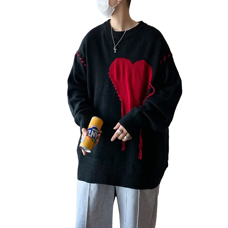 

Lovers Sweater Oversize Jumper Man Winter Embroidery Clothes Vintage Crewneck Men Clothing Harajuku LUXURI Sweter Men's Coat