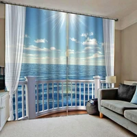 custom blackout curtains 3d blue sky white clouds sunshine window curtain living room balcony design luxury drapes
