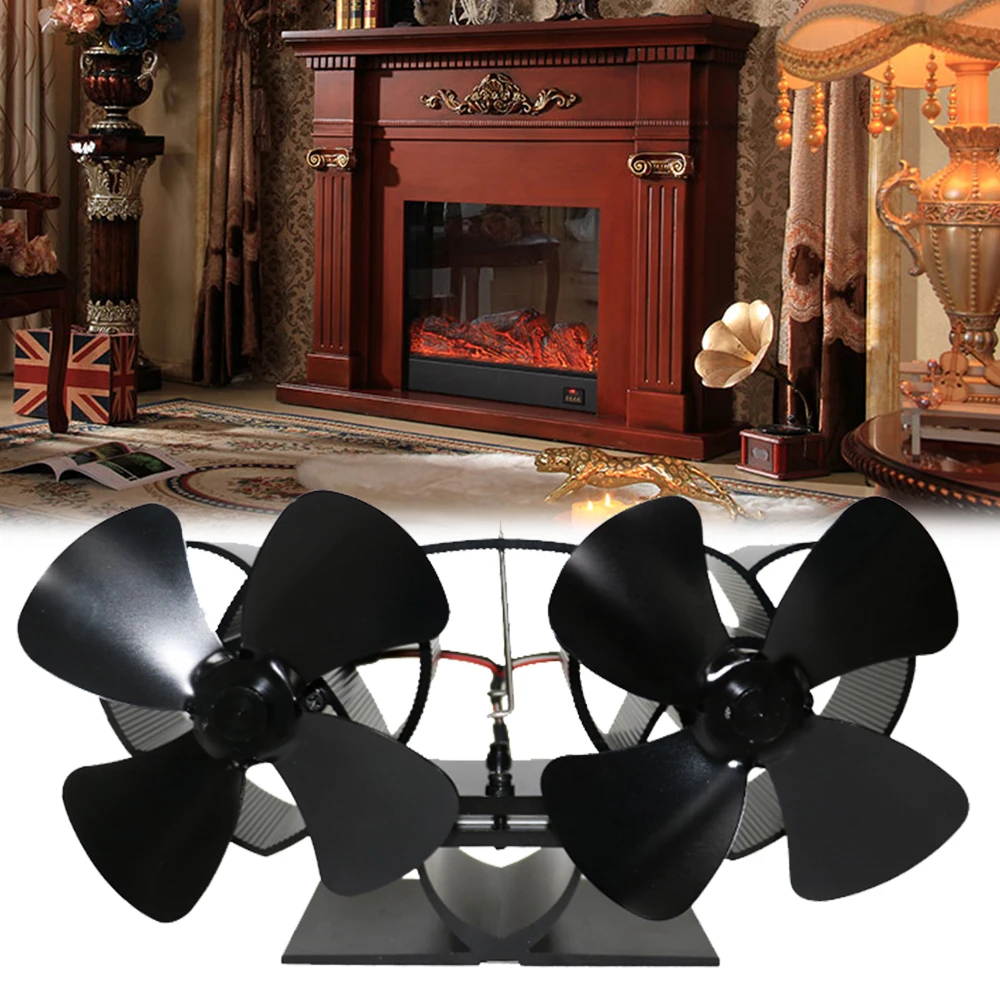 

New 8 Blades Fireplace Fan Wood Burning Hot Power Fireplace Fan Energy Saving Thermal Power Fireplace Fan Home Heat Distribution