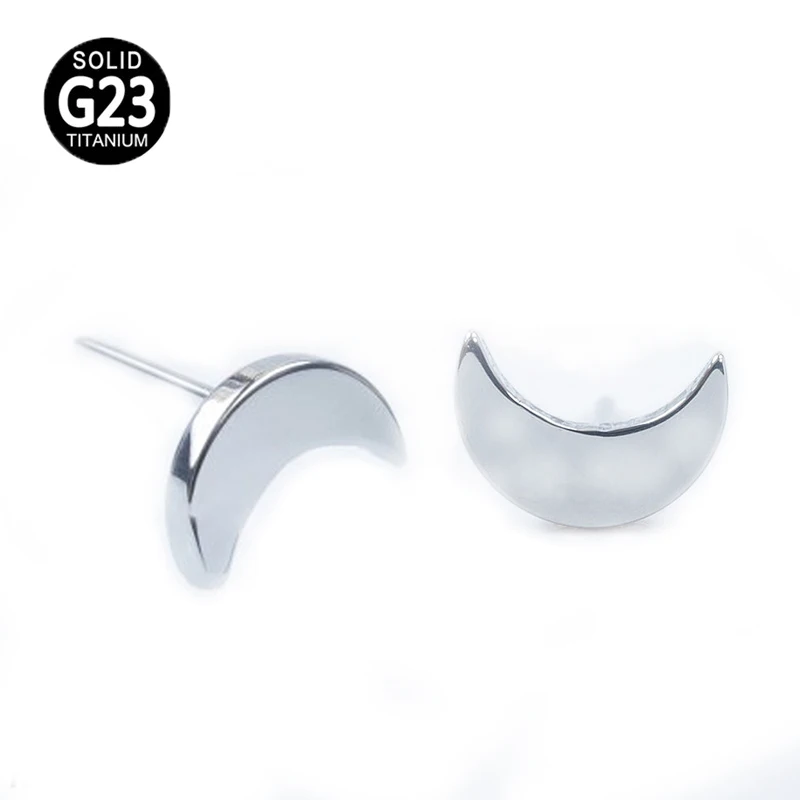 

10PCS G23 Titanium Threadless Crescent Top Replaceable Accessories Tongue Lip Ear Nipple Stud Piercing Body Jewelry Wholesale