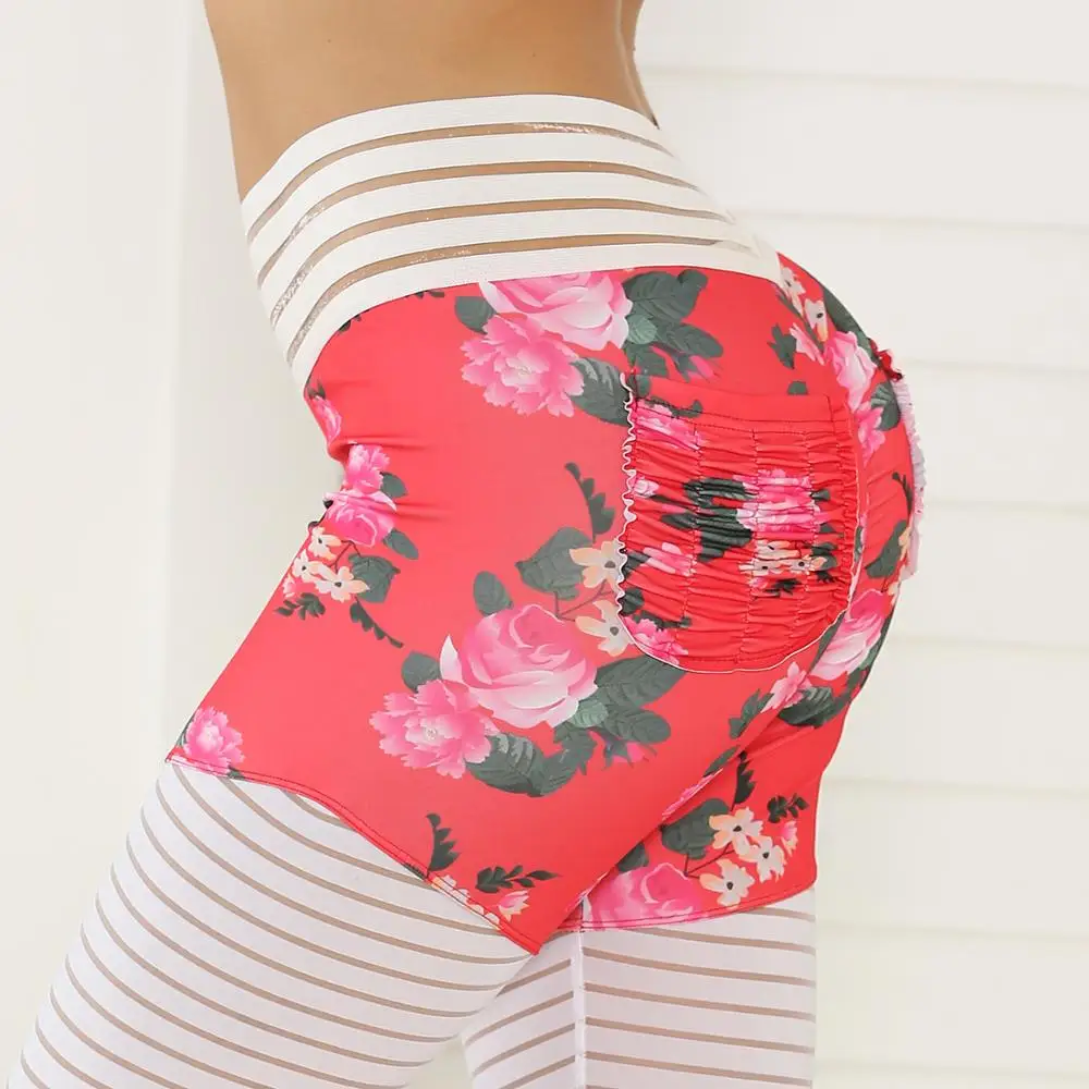 

2021 Sexy High Waist Print Leggings Women Pocket Workout Clothes Push Up Patchwork Fitness Leggings Female Elastic Slim Pants