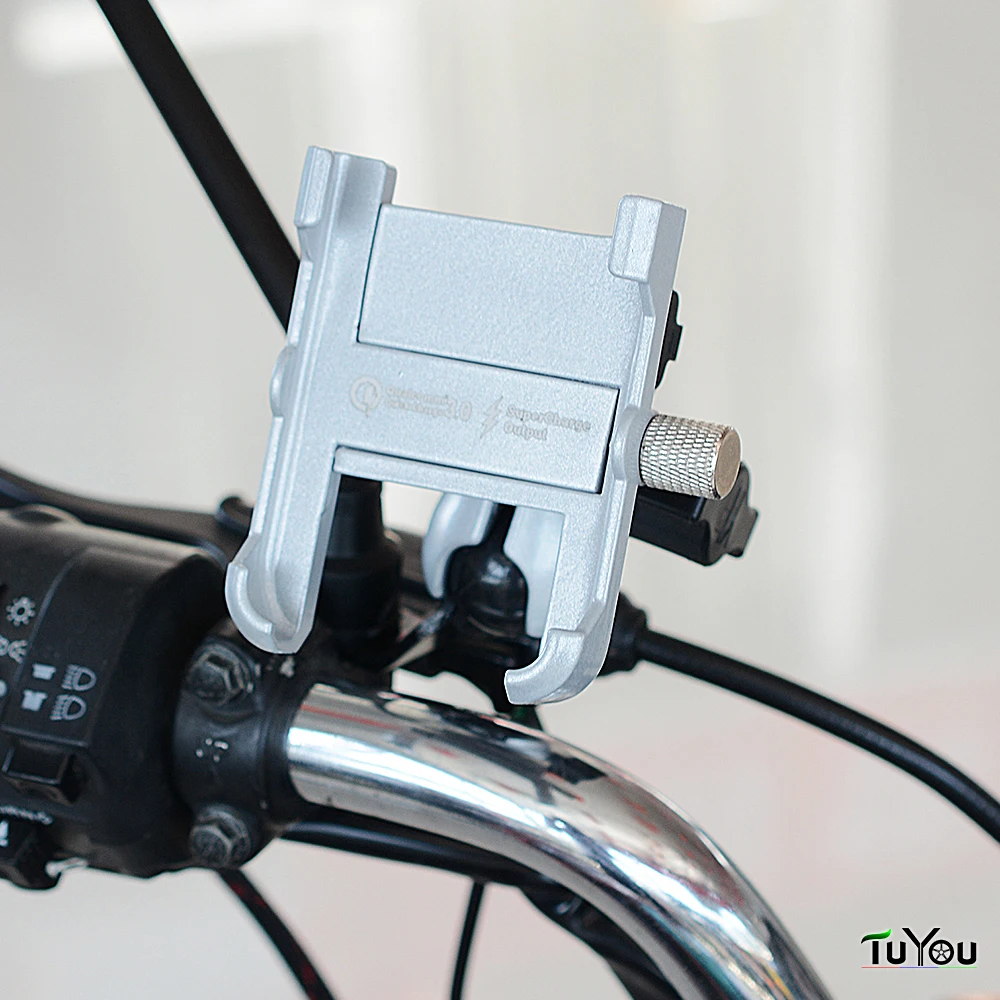 

Motorcycle Accessorie handlebar Phone Holder GPS stand bracket Aluminum universal mobile phone bracket quick charging QC3.0
