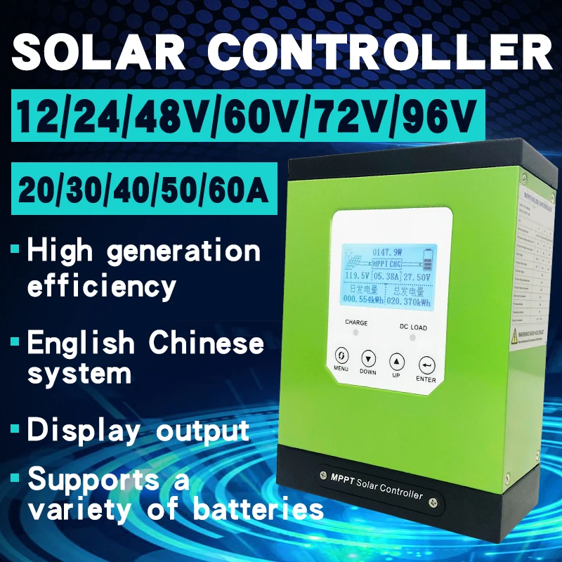 Mppt Контроллер заряда 50a регулятор панели солнечных батарей 12V 24V 48V LCD Авто литий