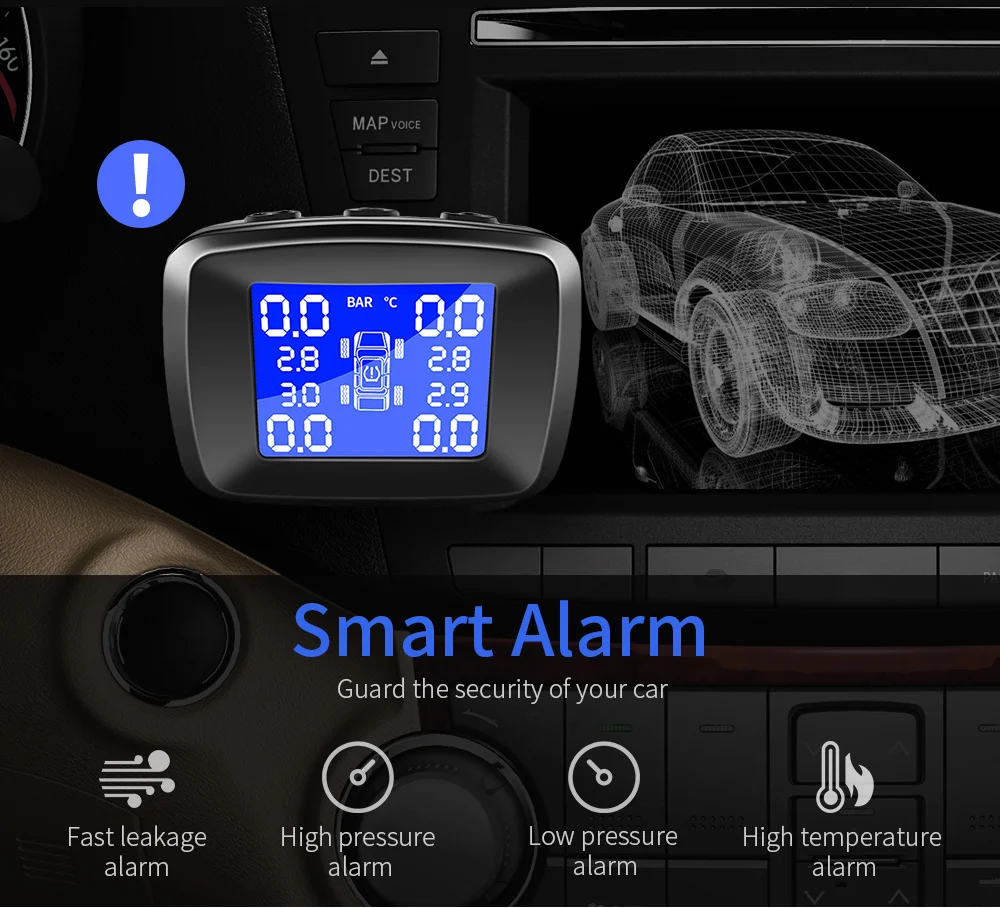 Умная Беспроводная TPMS автомобильная система контроля давления в шинах 4 внешних