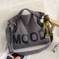 2022 new all match street trend letter printing canvas messenger shoulder bag ins bag japanese literary simple large capacity