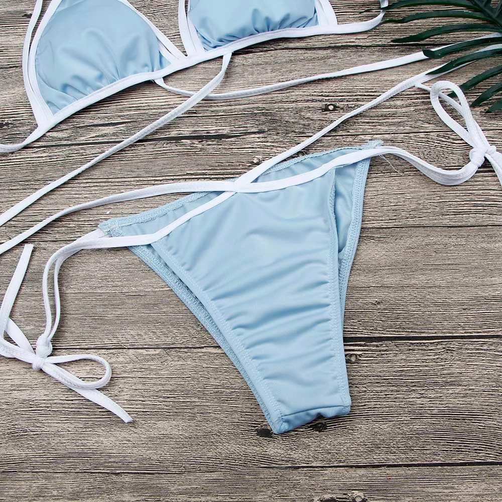 Соблазнительное однотонное бикини из двух предметов новинка 2020 купальные