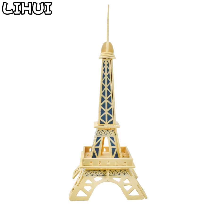Эйфелева башня Деревянный пазл 3D головоломки игрушки DIY мировая модель здания в