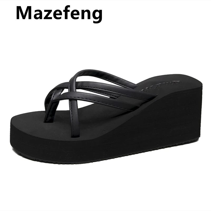 

Mazefeng Brand 2021 Flip Flops Sandals Women EVA Sequins Beach Slippers Casual Women Wedges Platform Slippers Plus Size 35-40