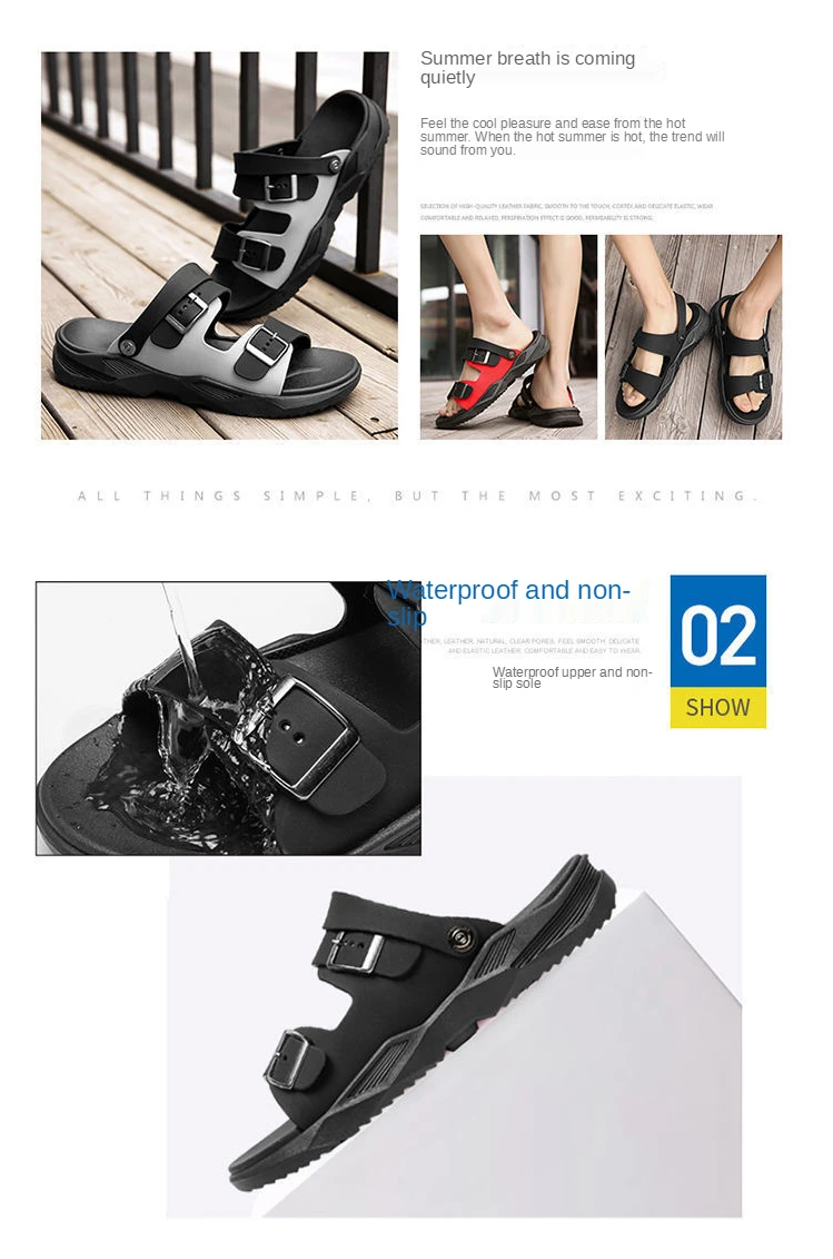 

Men 'S Shoes 2021 Summer New Casual Sports Anti-Slip Men 'S Sands Beach Shoes Youth Soft Bottom Outdoor Dual Use Slides