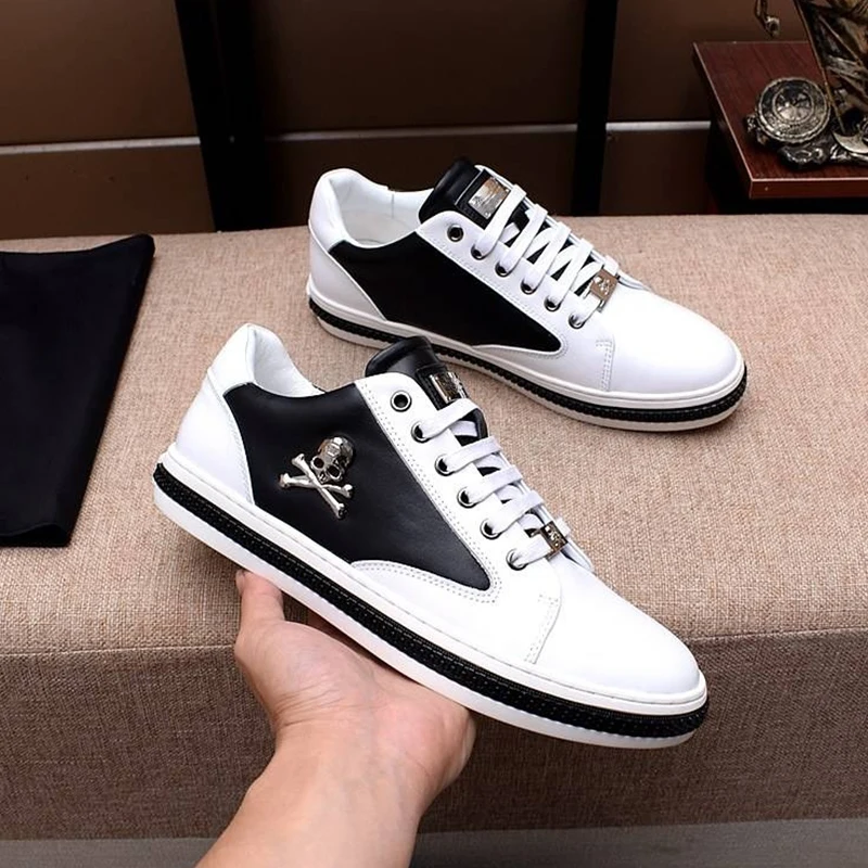 Starbags PP New fashion logo sports casual little white shoes first leather breathable British men's board | Обувь
