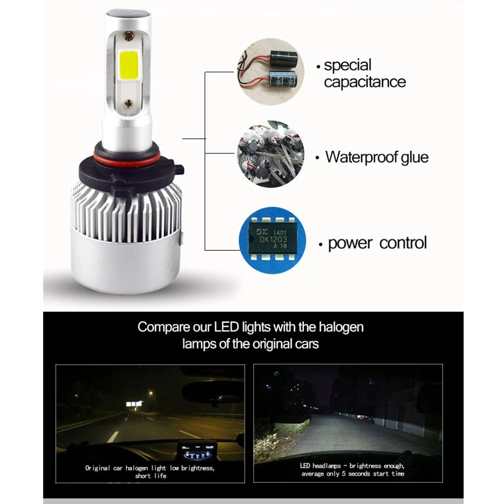 2 светодиодный т. Автомобильные светодиодные лампы для передних фар 36 Вт 9 32 В 9006
