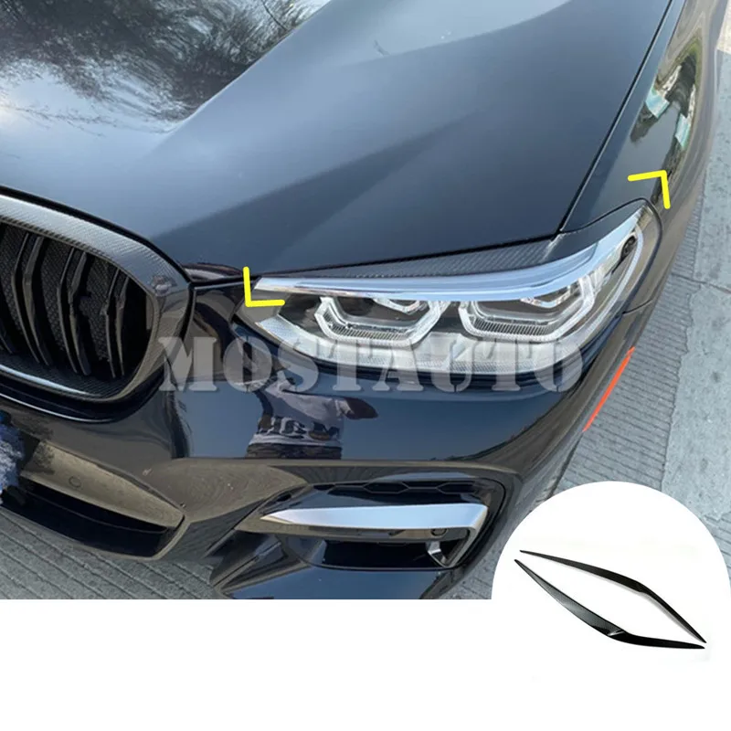 For BMW X3 G01 F97 Real Carbon Fiber Exterior Headlight Cover Eyelid Eyebrow Trim 2018-2021 Car Accessories