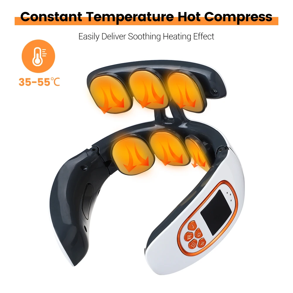 

Upgrade 6 Patches Neck Massager Micro-current Smart EMS Pulse Neck Massager Rechargeable USB Therapy Massage Hot Compress Heat