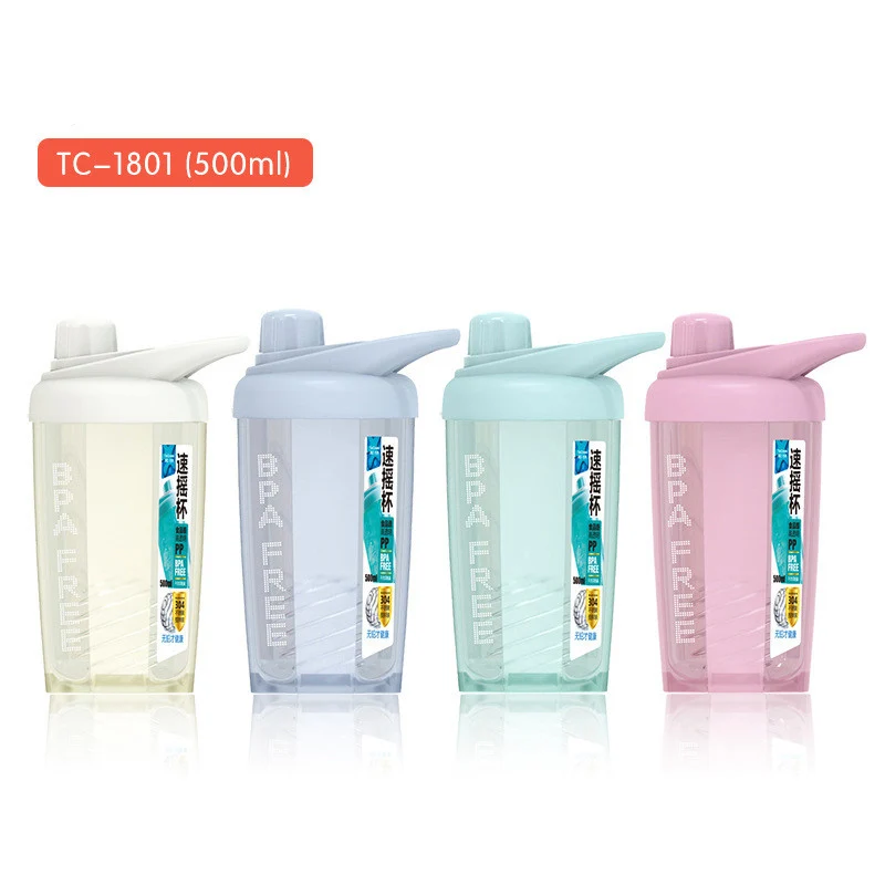 500 мл Экологичная пластиковая посуда для напитков Шейкер Бутылка спортивная для спортзала бутылка для воды с крышкой для туристического похода бутылка для воды Agua