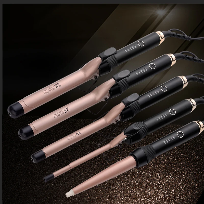 

Electric Hair Curler Iron Five Gears Hair Curling Professional Curling Tong Silver Cone Long Aluminum Wand Curl Iron Styler Tool