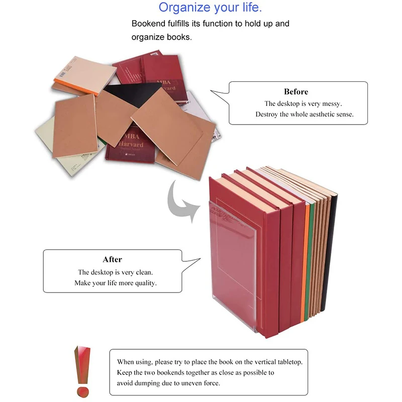 Акриловые частей (по обеим сторонам) Органайзер декор для книжной полки