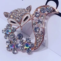 zircon fox animal brooch pin for woman fashion sweater coat hat scarf clothing accessories luxury banquet jewelry