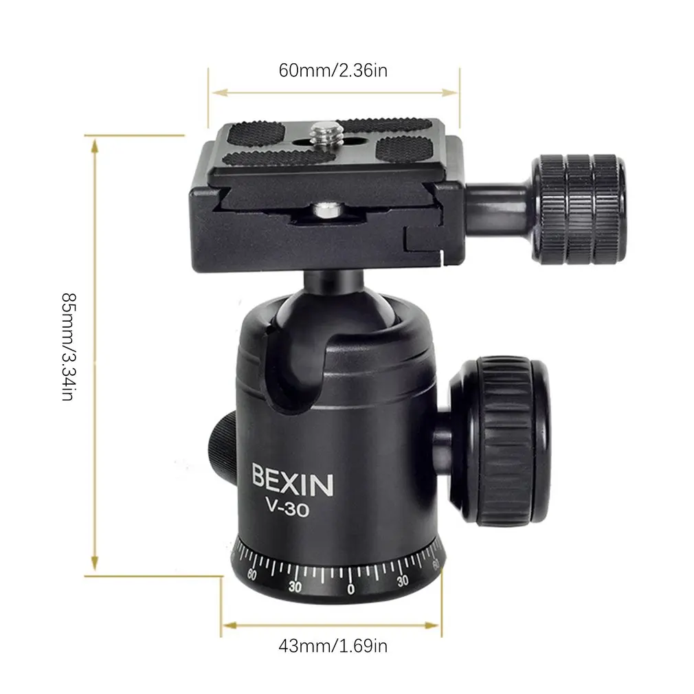

BEXIN Camera Accessories Portable Photo Camera Video Tripod Heads Mount Ballhead 360 Degree Rotating Panoramic Shoot Ball Head