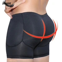 men padded control boxers plus size underwear butt lifter shapewear hip pads underpants fake buttock shapers nude black