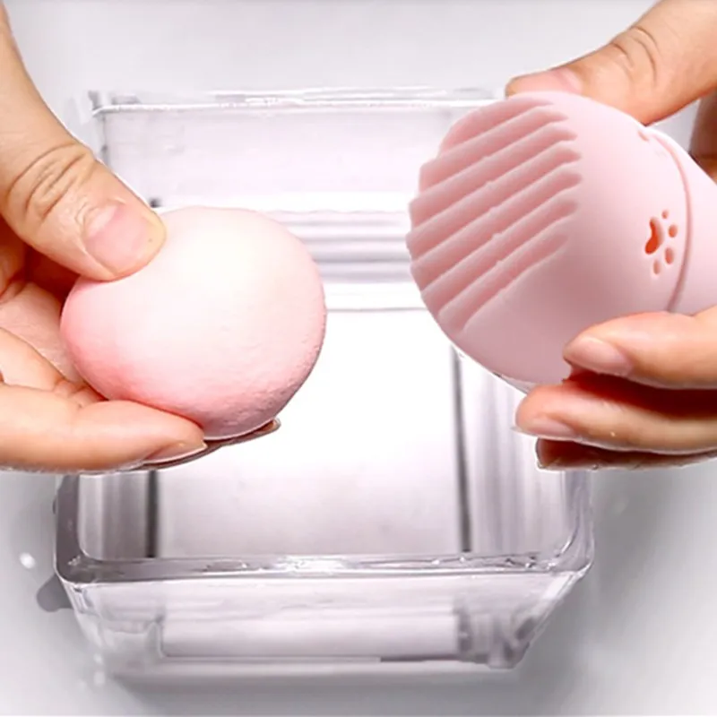 Портативный порошок Косметическая пуховка для очистки коробка хранения Макияж