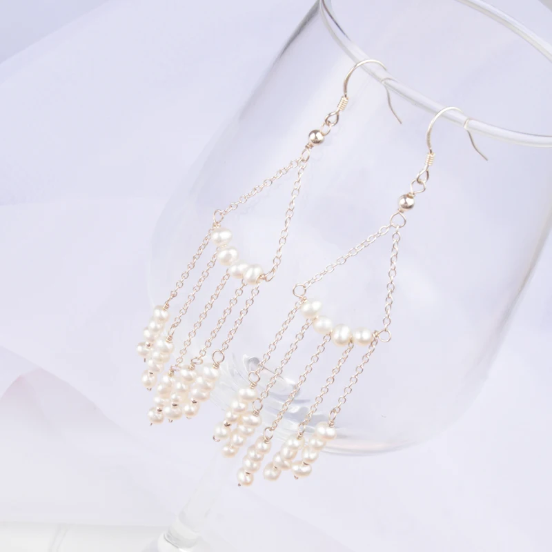 Женские серьги кисточки ASHIQI длинные из настоящего серебра 925 пробы с натуральным