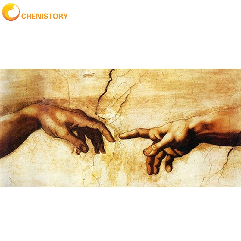 

CHENISTORY Frame Picture By Numbers Creation Of Adam By Michelangelo Picture Bu Numbers Acrylic Paint On Canvas For Home Decors