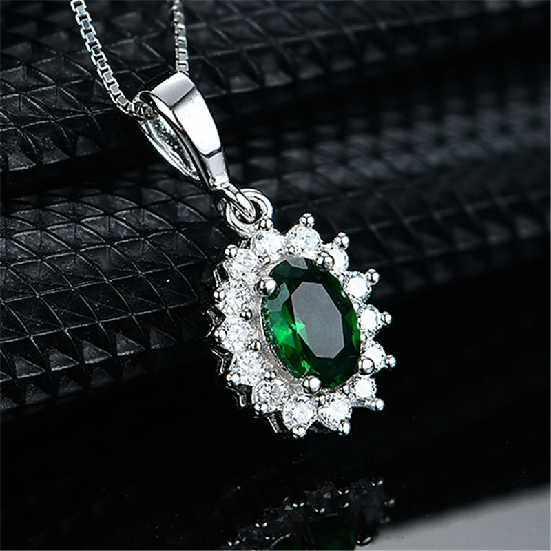 DY 925 Стерлинговое Серебряное колье созданный нано Изумрудный Фианит кулон с 18
