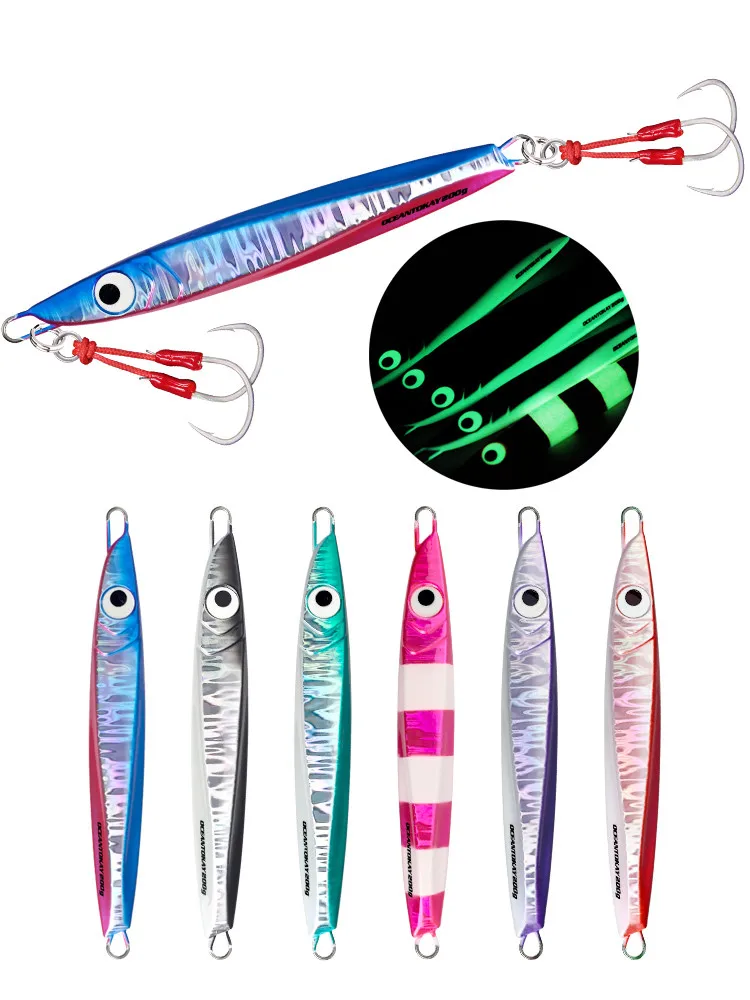 Seaboy 100g/130g/160g/200g Best Slow Metal Jig Lures Fishing Bait Saltwater Lure Jigs Fish Luminous Pike Hook Tackle | Спорт и