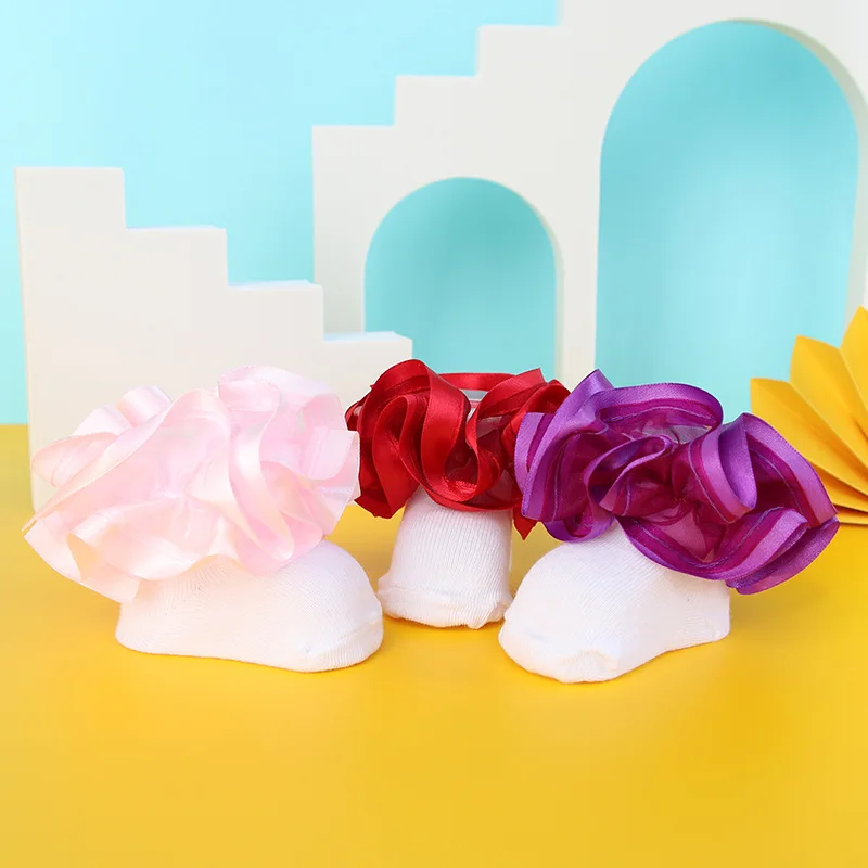 

10 pairs Kid Children Ruffle Dance Socks Baby Girls Ankle Hose Ballet Costume Newborn Booties Big Flower Socks 0-12years