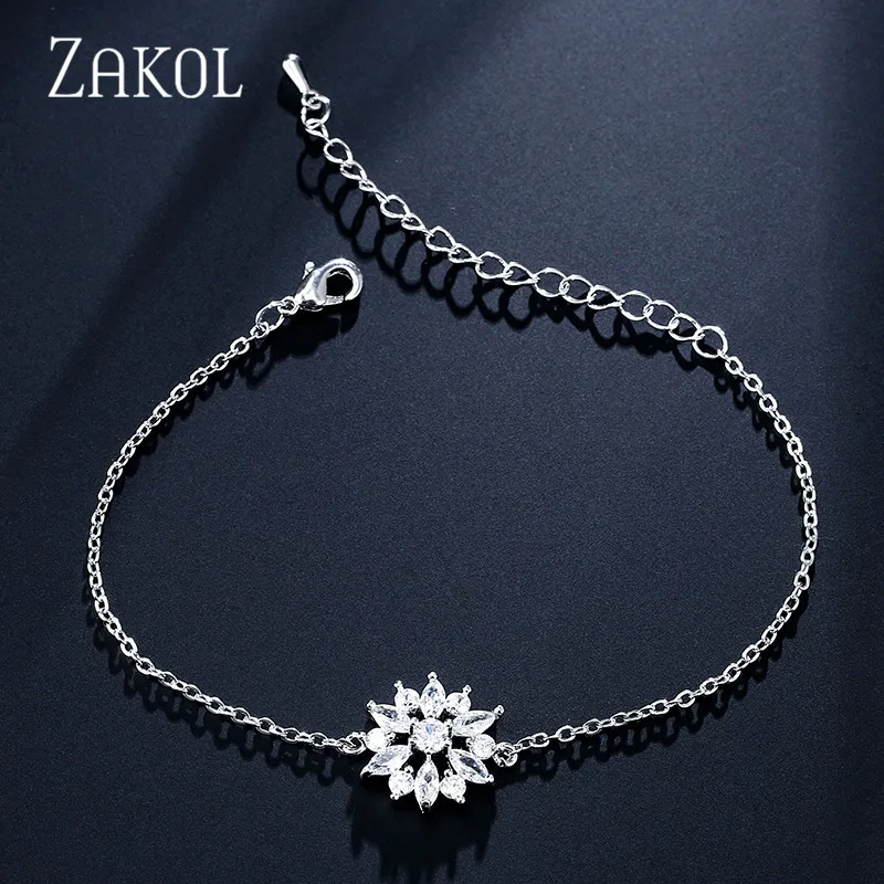 White Bracelet ZAKOL Мода розовое золото Цвет цветок обруч серьги кластера прозрачного хрусталя циркония серьги для Для женщин ювелирные Brincos FSEP609 - Окраска металла: White Bracelet