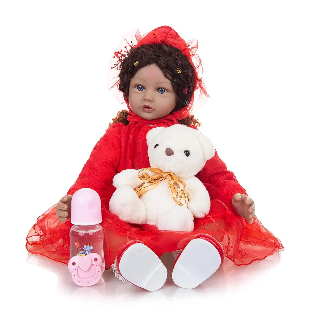 KEIUMI New Design Reborn Baby Dolls Black Skin 60 CM Cloth Body Toddler African Doll Babies Toy For Kids Christmas Birthday Gift | Игрушки и