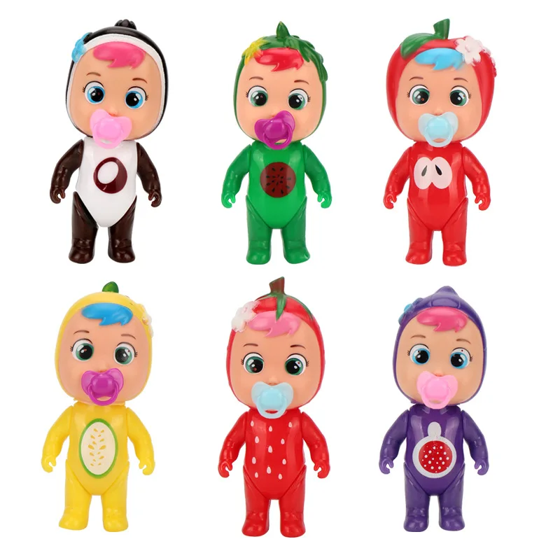 

1set 6pcs 12cm Cry Doll Drinking Water Crying Baby Children Boys Girls Birthday Gift Shed Tears Cry Baby Vinyl Mini Doll
