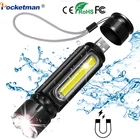 Перезаряжаемая через USB тактическая вспышка с босветильник том и магнитом, встроенный аккумулятор, фонарь для чрезвычайных ситуаций и ежедневного использования