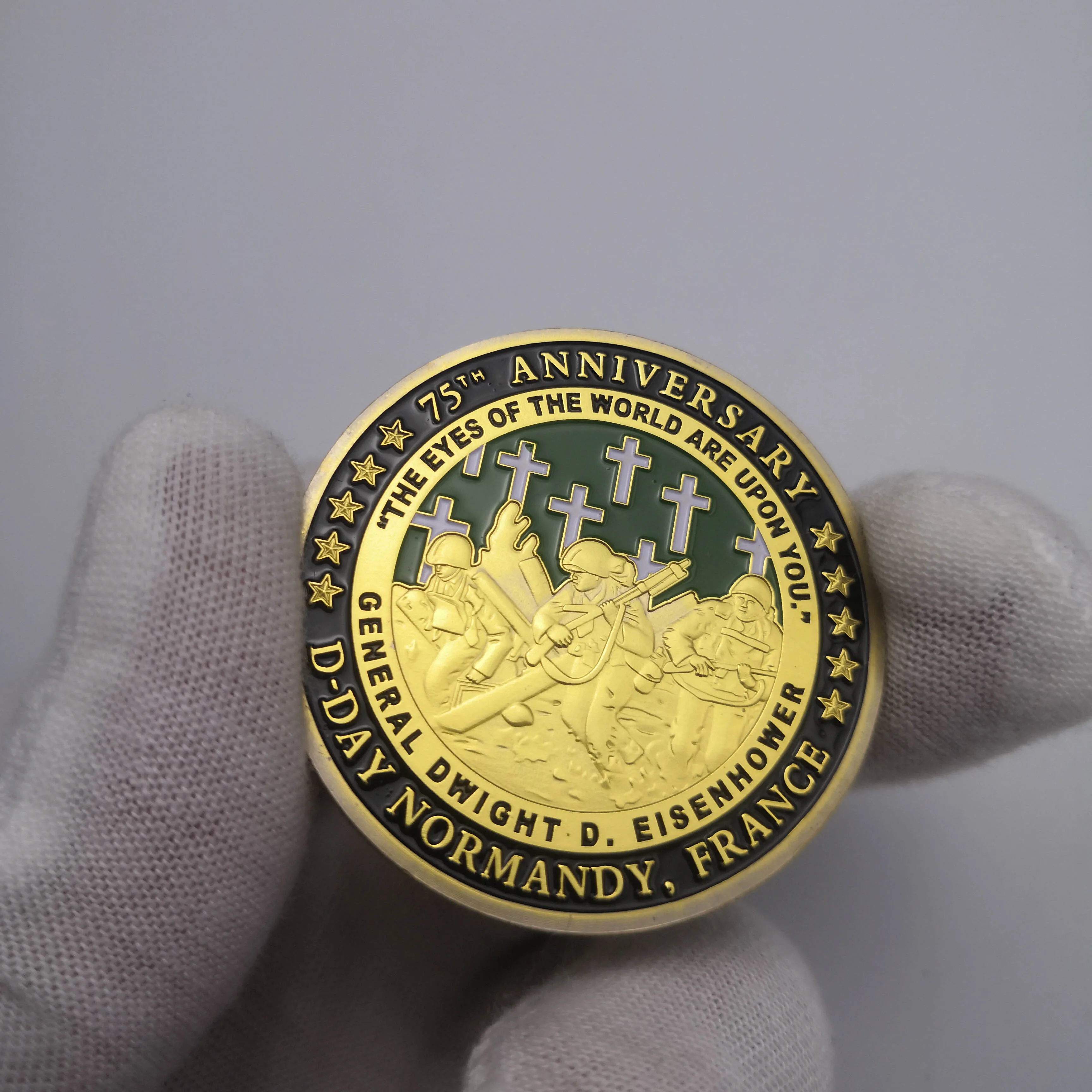 Позолоченная монета д-дня Нормандии на 75 юбилей Франция Канда Великобритания