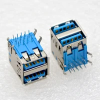 100pcs new network connector usb3 0 socket type a base 90 degree pcb double usb female interface wholesale free shipping brazil
